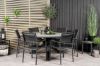 Imagine Parma - Table ø 140 - Black Alu /Grey Aintwood+Santorini Arm Chair (Stackable) - Black alu / Black Textilene_6