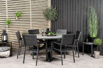 Imagine Parma - Table ø 140 - Black Alu /Grey Aintwood - Levels Chair (stackable) - Black Alu / Black Aintwood 6