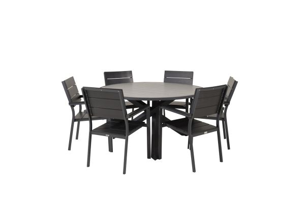 Imagine Parma - Table ø 140 - Black Alu /Grey Aintwood - Levels Chair (stackable) - Black Alu / Black Aintwood 6