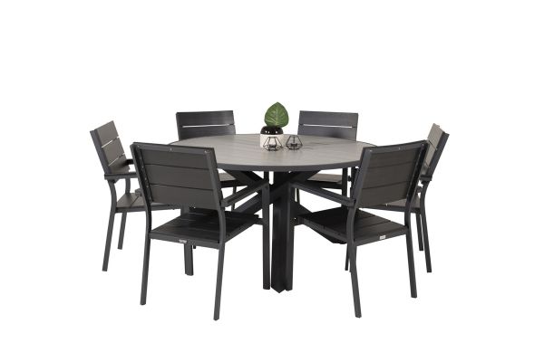 Imagine Parma - Table ø 140 - Black Alu /Grey Aintwood - Levels Chair (stackable) - Black Alu / Black Aintwood 6