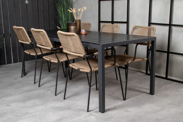 Imagine Masa de Dining Break - 205*90 - Alu negru / Aintwood+Lindos negru - Scaun - Negru