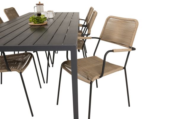 Imagine Masa de Dining Break - 205*90 - Alu negru / Aintwood+Lindos negru - Scaun - Negru