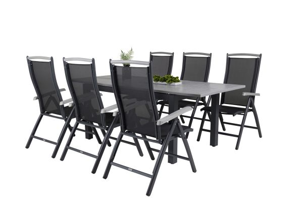 Imagine Masa de dining Albany - 160/240 - Negru/Gri - Scaun Albany 5:pos - Negru/Negru 6