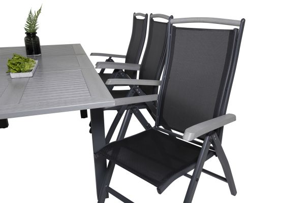 Imagine Masa de dining Albany - 160/240 - Negru/Gri - Scaun Albany 5:pos - Negru/Negru 6