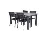 Imagine Masa de dining Albany 160/240*100 - Aluminiu negru / Aintwood gri + Scaun de dining Copacabana (empilabil) - Aluminiu negru / Textilene negru - Set de 4