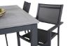 Imagine Masa de dining Albany 160/240*100 - Aluminiu negru / Aintwood gri + Scaun de dining Copacabana (empilabil) - Aluminiu negru / Textilene negru - Set de 4