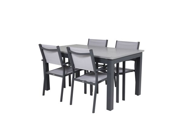 Imagine Vă rugăm să traduceți complet Tabelul de dining Albany 160/240*100 - Alu negru / Aintwood gri+Cadru de scaun Copacabana