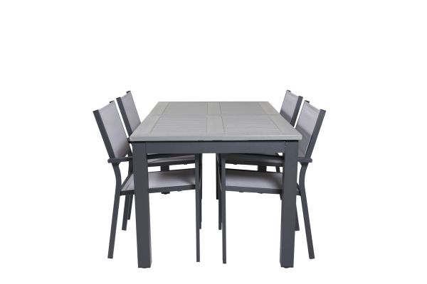 Imagine Vă rugăm să traduceți complet Tabelul de dining Albany 160/240*100 - Alu negru / Aintwood gri+Cadru de scaun Copacabana