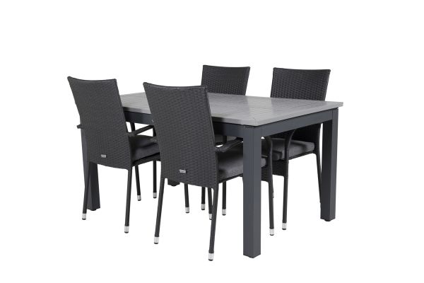 Imagine Masa de dining Albany - 160/240 - Negru/Gri - Scaun Anna - Negru 4