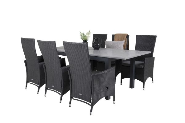 Imagine Masa de dining extensibila Albany - 160/240 - Negru/Gri - Scaun Padova (Incliner) - Negru/Gri 6