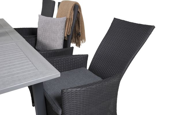 Imagine Masa de dining extensibila Albany - 160/240 - Negru/Gri - Scaun Padova (Incliner) - Negru/Gri 6