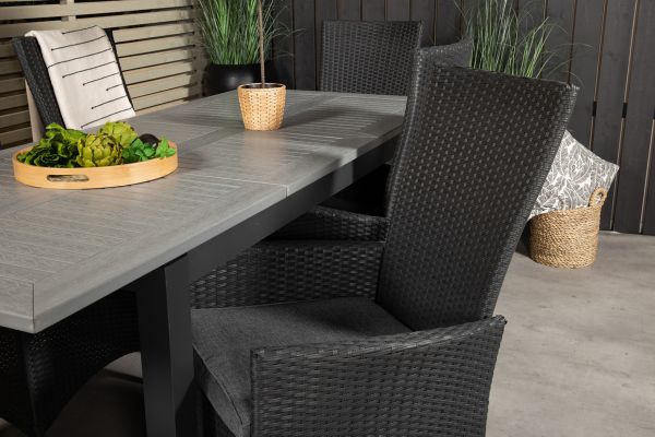 Imagine Masa de dining extensibila Albany - 160/240 - Negru/Gri - Scaun Padova (Incliner) - Negru/Gri 6