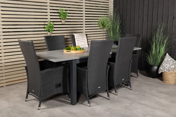 Imagine Masa de dining extensibila Albany - 160/240 - Negru/Gri - Scaun Padova (Incliner) - Negru/Gri 6