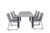 Imagine Masa de dining Albany extensibila 160/240*100 - Alu Negru / Lemn Gri+6 scaune de dining Lindos - Negru / Gri