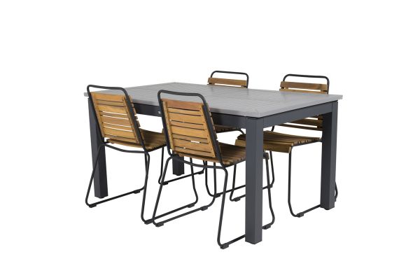 Imagine Masa de dining Albany 160/240*100 - Alu Negru / Grey Aintwood + Scaun de dining Bois - Alu Negru / Acacia_4