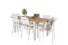 Imagine Masa de Dining Panama 152/210*90 - Alu alb / Teak + Scaun cu brat Santorini (Empilabil) - Alu alb / Textilene alb_6