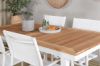 Imagine Masa de dining Panama 152/210*90 - Aluminiu alb / Teak + Scaun cu brate Santorini (Suprapus