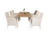 Imagine Masa de dining Panama 152/210*90 - Aluminiu alb / Teak + Scaun cu brate Malin cu perna - Alb / Gri perna_6