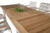 Imagine Masa de dining Panama 160/240*90 - Alu alb / Teak + Scaun Mexico cu brate (pliabil) - Alb / Teak_6