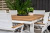 Imagine Masa de dining Panama 160/240*90 - Alu alb / Teak + Scaun Mexico cu brate (pliabil) - Alb / Teak_6