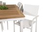 Imagine Masa de dining Panama 160/240 - Alb/Teak înlocuiește 6023-550L - Scaun cu brațe Santorini (empilabil) - Aluminiu Alb / Textilenă Albă 4