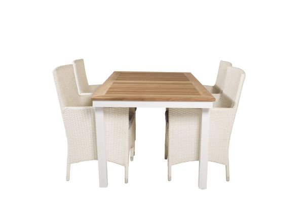 Imagine Panama Table 160/240 - White/Teak ersätter 6023-550L - Malin Karmstol med dyna - Vit / grå dyna 4