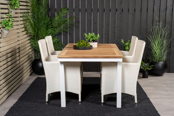 Imagine Panama Table 160/240 - White/Teak ersätter 6023-550L - Malin Karmstol med dyna - Vit / grå dyna 4