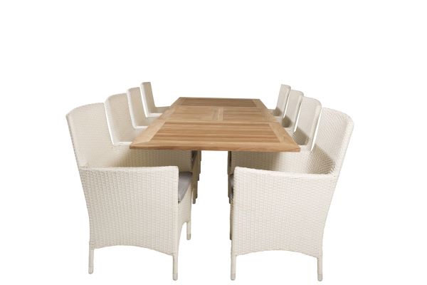 Imagine Panama Table 160/240 - White/Teak ersätter 6023-550L - Malin Karmstol med dyna - Vit / grå dyna 8