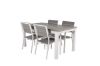 Imagine Masa de dining Albany extensibila 152/210*90 - Aluminiu alb / Gri Aintwood impreuna cu scaunele moderne gri/albe din seria Levels (stivuibile) - Aluminiu alb / Gri Aintwood_4