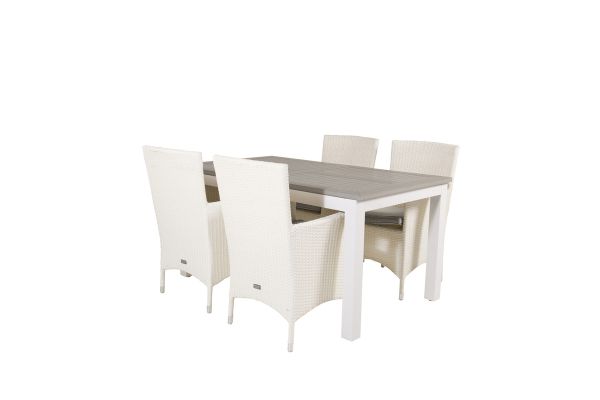 Imagine Albany Dining Table 152/210*90 - White Alu / Grey Aintwood+Malin Arm Chair with cushion - White / Grey cushion_4