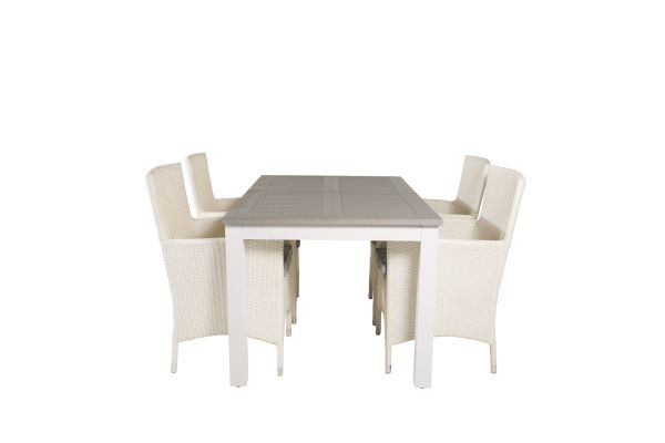 Imagine Albany Dining Table 152/210*90 - White Alu / Grey Aintwood+Malin Arm Chair with cushion - White / Grey cushion_4