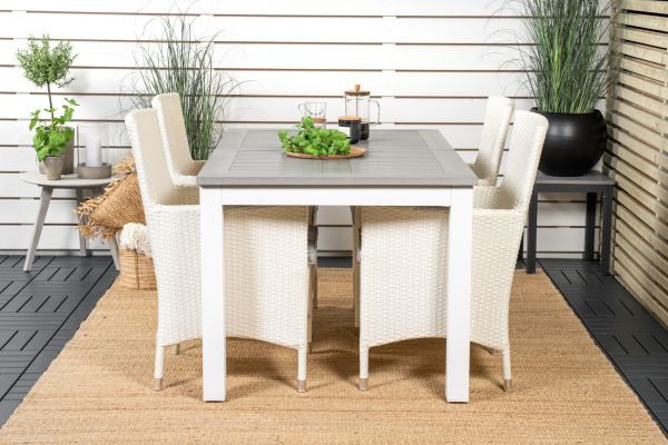 Imagine Albany Dining Table 152/210*90 - White Alu / Grey Aintwood+Malin Arm Chair with cushion - White / Grey cushion_4