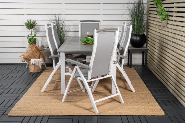 Imagine Albany Dining Table 152/210*90 - White Alu / Grey Aintwood+Albany Chair 5:pos - White Alu / Grey Textilene / Aintwood_6