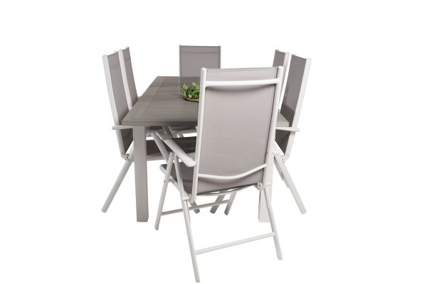 Imagine Albany Dining Table 152/210*90 - White Alu / Grey Aintwood+Break 5:pos Chair - White alu / Grey Textilene_6