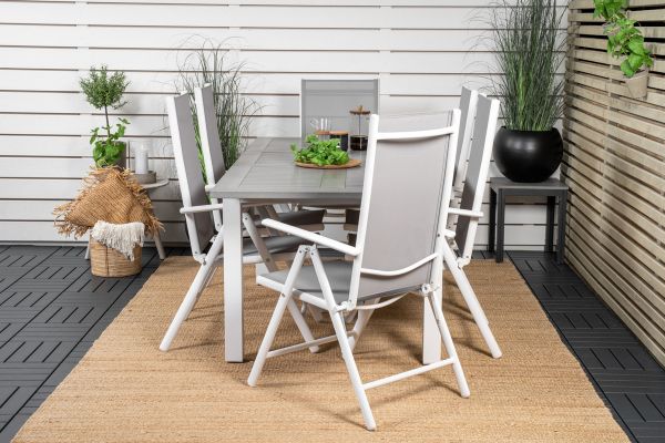 Imagine Albany Dining Table 152/210*90 - White Alu / Grey Aintwood+Break 5:pos Chair - White alu / Grey Textilene_6