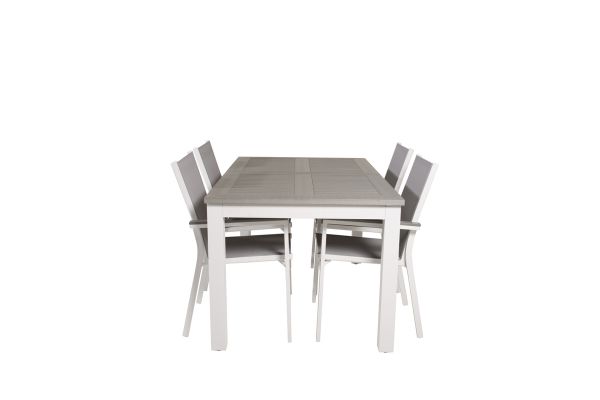 Imagine Vă rugăm să traduceți complet Albany Dining Table 152/210*90 - White Alu / Grey Aintwood+Parma Arm Chair (stac