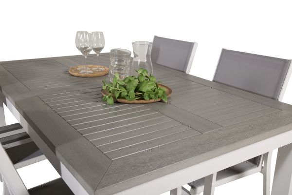 Imagine Vă rugăm să traduceți complet Albany Dining Table 152/210*90 - White Alu / Grey Aintwood+Parma Arm Chair (stac