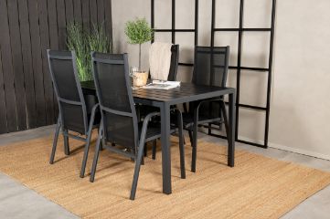 Imagine Masa de dining Break - 150*90 Alu Negru / Aintwood Negru + Scaun reclinabil Copacabana (stivuibil) - Alu Negru / Textilene Negru_4