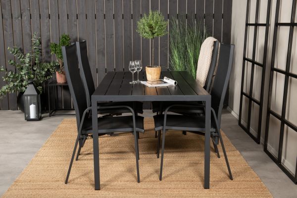 Imagine Masa de dining Break - 150*90 Alu Negru / Aintwood Negru + Scaun reclinabil Copacabana (stivuibil) - Alu Negru / Textilene Negru_4