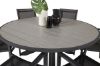 Imagine Masa Parma - Diametru 140 cm - Aluminiu Negru/Molid Gri + Scaun cu Brate Copacabana (empilabil) - Aluminiu Negru/Textilen Negru_6