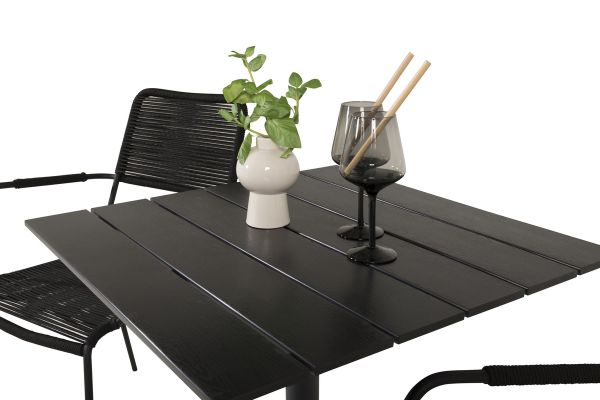 Imagine Colorado - Masă de cafea - 70*70 - Negru Mat / Aintwood+Lindos Scaun - Negru