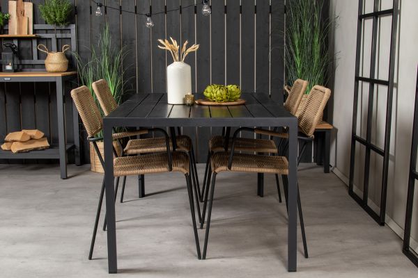 Imagine Masa de dining Break - 150*90 Alu negru / Aintwood negru +Lindos - Scaun - Alu negru / Sfoara latte_4