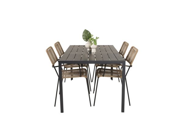 Imagine Masa de dining Break - 150*90 Alu negru / Aintwood negru +Lindos - Scaun - Alu negru / Sfoara latte_4