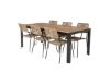 Imagine Masa de dining Bois 200*100cm - Picioare negre / Acacia +Lindos - Scaun cu brate - Negru