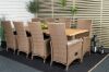 Imagine Tabel de dining Panama 160/240*90 - Aluminiu negru / Teak + Scaun reclinabil Padova cu pernă - Natural / Pernă nisip_8