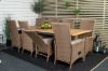 Imagine Tabel de dining Panama 160/240*90 - Aluminiu negru / Teak + Scaun reclinabil Padova cu pernă - Natural / Pernă nisip_8