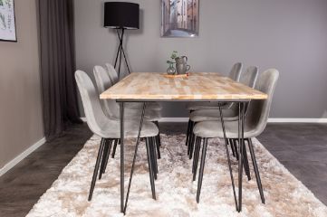 Imagine Bali Matbord - Svart / Naturträ - 200*90*H75+Polar Dining Chair - Black legs / Light Grey Velvet_6