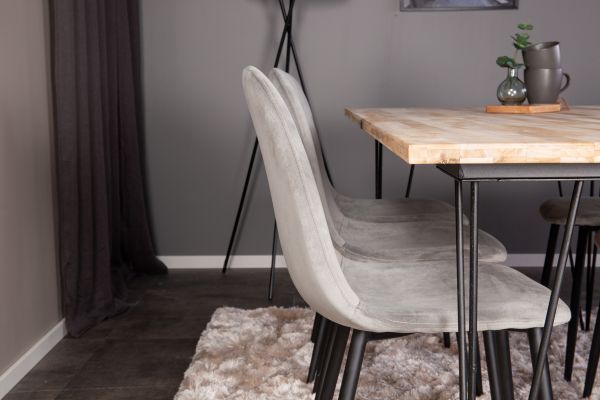 Imagine Bali Matbord - Svart / Naturträ - 200*90*H75+Polar Dining Chair - Black legs / Light Grey Velvet_6