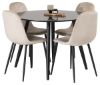 Imagine Plaza - Masă de dining - 100 ø - Negru/Negru + Scaun de dining Polar - Picioare negre / Catifea Bej _4