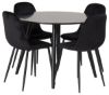 Imagine Plaza - Masă de dining - 100 ø - Negru/Negru + Scaun de dining Polar - Picioare negre / Catifea neagră _4